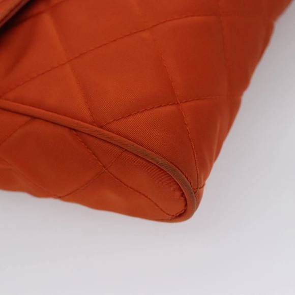 PRADA Chain Quilted Shoulder Bag Nylon Orange Silver Auth 104331 - Picture 11 of 16
